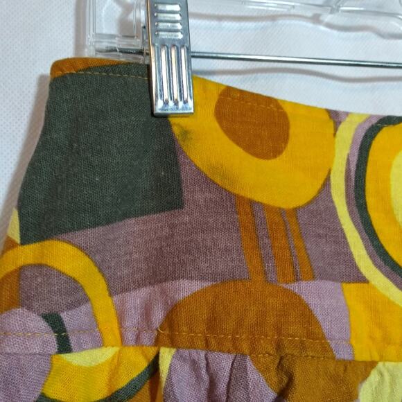 Larry Levine A Line Groovy Geometric Skirt Artsy Linen Size 10 - Picture 2 of 9